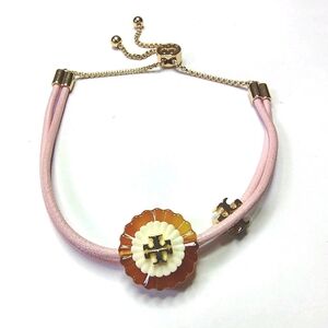Tory Burch Pink and Gold Bracelet with Cream Accent